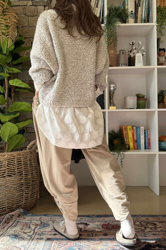 Hygge Boucle Slouch Knit Stone 